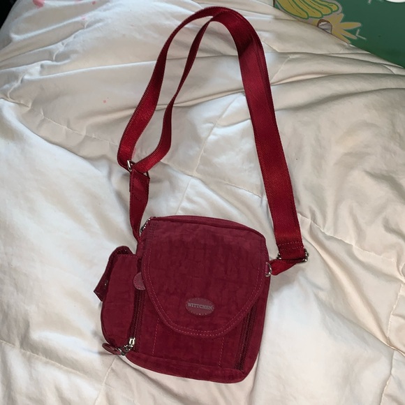wittchen Handbags - Wittchen burgandy cross body fabric purse